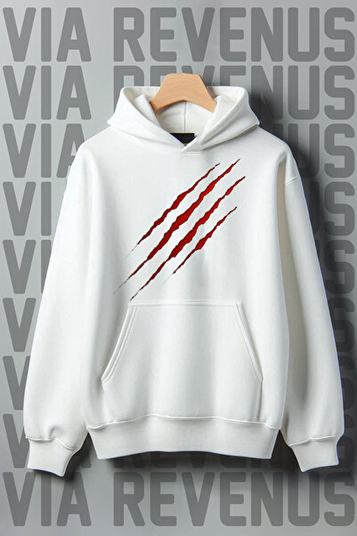 Vordevia Світшот з капюшоном, 3 нитки, широкий крій, з малюнком кенгуру