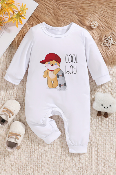 ADABEBEK Men's Jumpsuit - Cool Boy Skateboarder Bear Printed, Style 22375