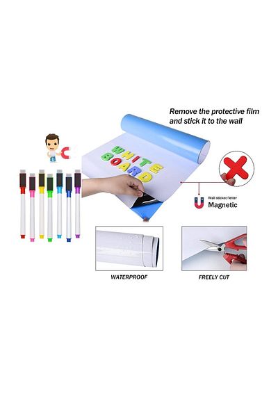 Hdg 40x55 Cm White Magnetic Note Board - Erasable Wall Message Chart, 3 Pens