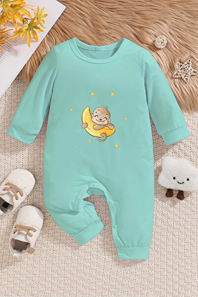 ADABEBEK Baby Monkey Patterned 100% Cotton Baby Onesie - 22384
