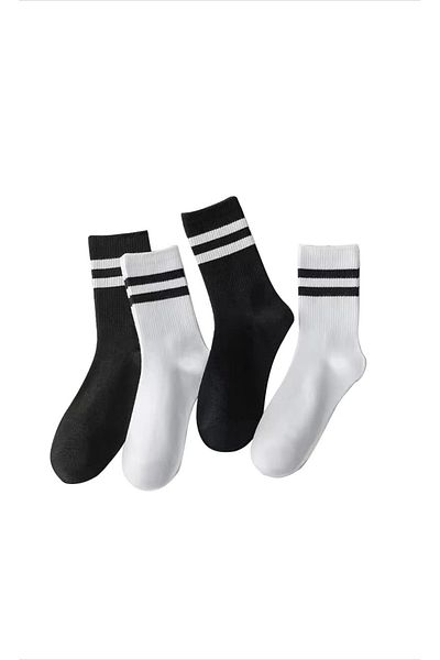 FUS BLUE Plain Patterned 4-piece Socks Set