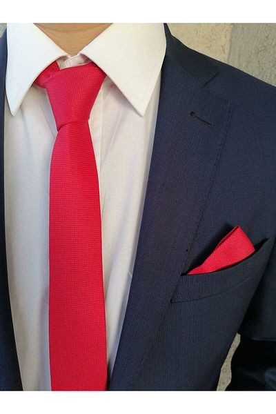 Kravatistan 5.5. Light Red Tie Handkerchief Set - K022