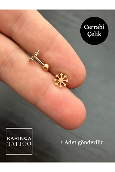 Karınca Piercing Kar Tanesi Rose veya Gold Piercing Conch Flat Forward Helix Kıkırdak Kulak Çelik Tragus Piercing