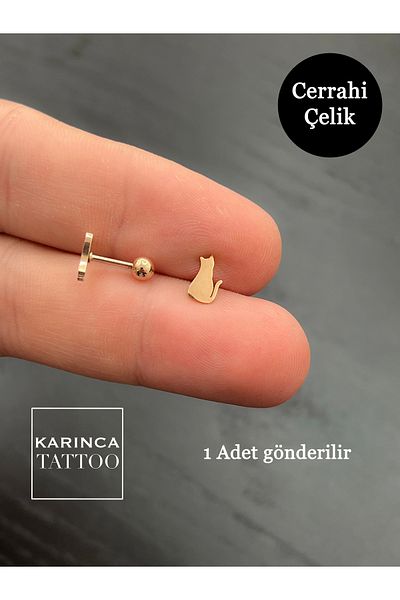 Karınca Piercing Cat Rose Piercing - Conch Flat Forward Helix, Cartilage and Ear Surgical Steel Tragus