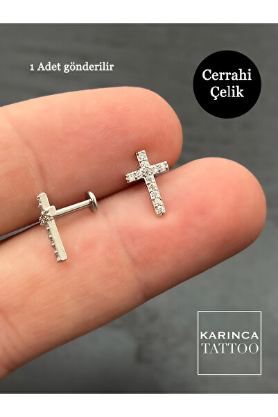 Karınca Piercing Haç Taşlı Piercing Kıkırdak Kulak Forward Helix Flat Conch Tragus Piercing Cerrahi Çelik