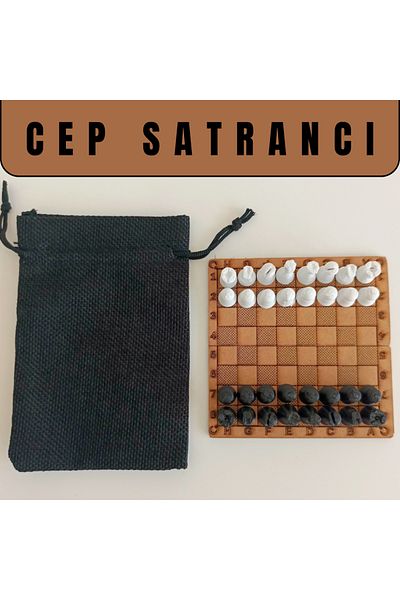 İLGİNÇ ÜRÜNLER MARKETİ Wooden Mini Chess Set - Pocket Chess, School Picnic Camping Gift