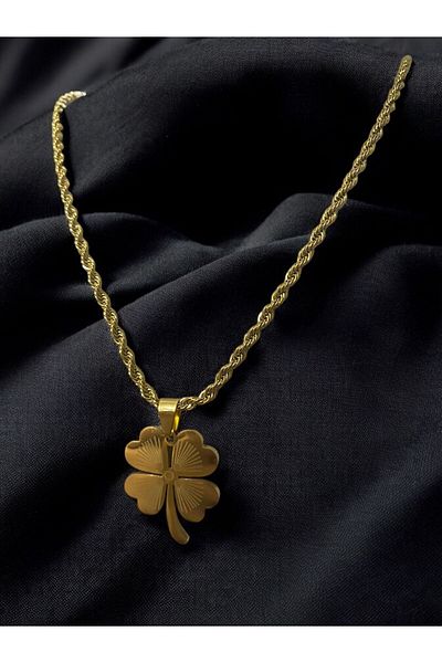 stainless steell Steel Clover Necklace - Women'S, Twist Chain Detail