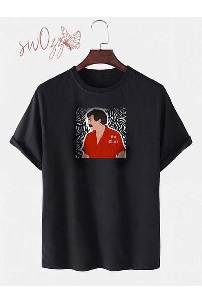 swOzz Müslüm Gürses - Tricou negru oversize unisex de înaltă calitate cu imprimeu Go Hands