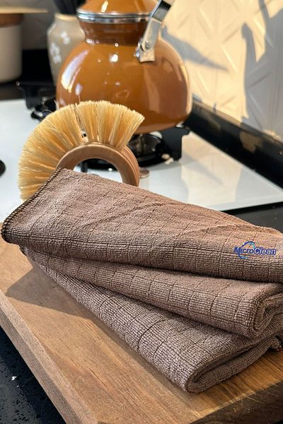 Micro Clean MissClean (3 Pieces) Brown Microfiber Kitchen Cleaning Cloth 40x40 Cm