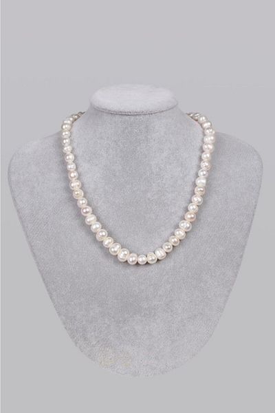 Saff Doğal Taş Certified Genuine Pearl Necklace ( REAL FRESHWATER PEARL)