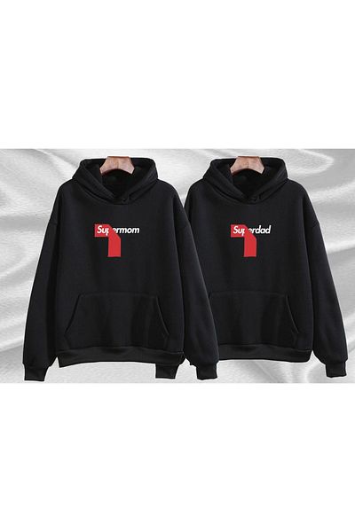 swOzz Super Mom Super Dad Printed 2 Sweatshirts
