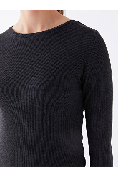 LC Waikiki Γυναικείο Φόρεμα - Crew Neck, Μασίφ, Μακρύ μανίκι