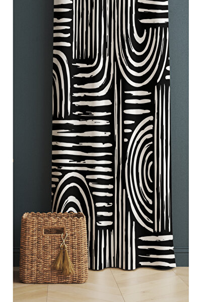 ALAMODECOR Iskandinav Model Rengi Geometrik Etnik Desenli Baskılı Fon Perde (...