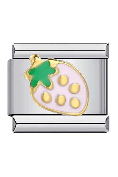 RoseCo00 Çelik Italyan Charm Bileklik Charmı Çilek
