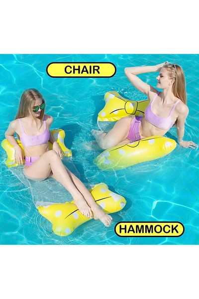Boldy 140x70cm Mesh Sea Ring and Inflatable Hammock - Pool Hammock