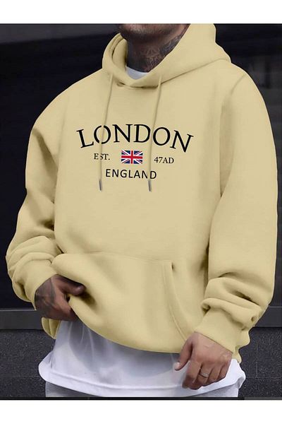 Elvino London England Printed - Unisex Oversize φούτερ με κουκούλα Hoodie
