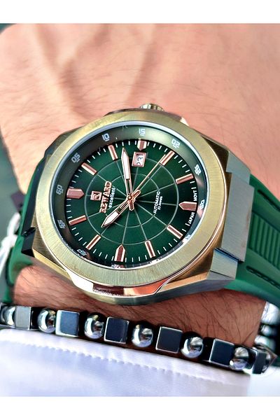 Reward Men's Wristwatch - Green Color, Steel Case, Mechanism, Luxury Bracelet