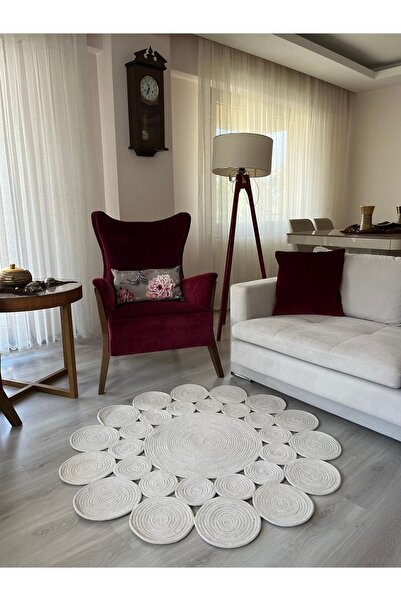 CARPET Jüt Hasırlı El Örgüsü Kilim Halı Hasır Yuvarlak Halı Yuvarlak Kilim Jü...
