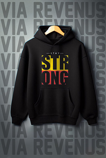 Vordevia Світшот з капюшоном і написом «Stay Strong» - кишеня-кенгуру, 3 нитки