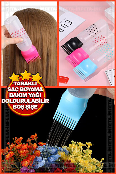 İnfeta Taraklı Saç Boyama Ve Bakım Yağı Uygulama Şişesi Doldurulabilir Boş Şişe