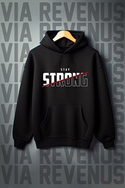 Vordevia Остани силен Печатен кенгуру джоб 3-нишка Шерпа Широка кройка Черна ...