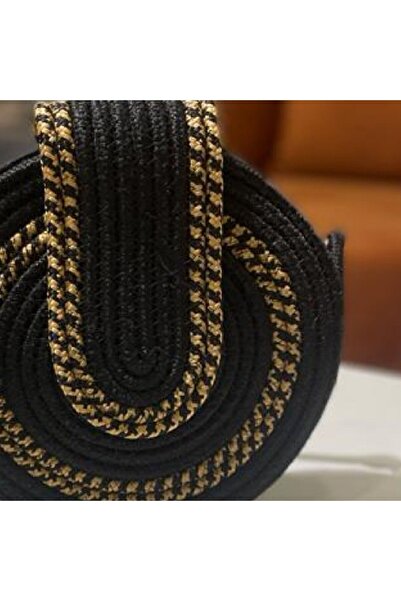 GNG Home Tekstil Τσάντα ώμου με λουράκι από γιούτα, μαύρη