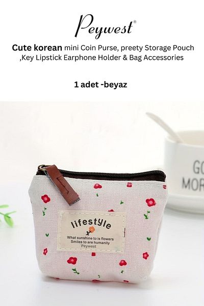 PEYWEST Women's Mini Coin Purse - Multi-Purpose, Korean Canvas, 11x8 cm