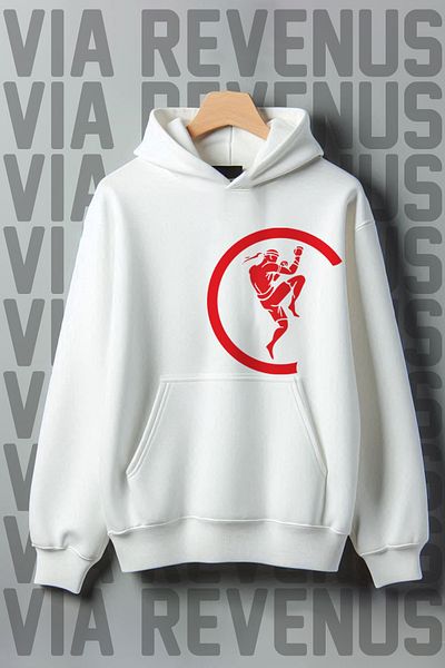 Vordevia Muay Thai Patterned Kangaroo Pocket - 3 Thread Oversize Hooded Sweatshirt