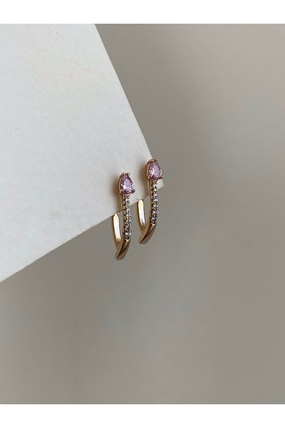 Owentis Rose Gold Drop Stone Steel Lauretta Earrings - No Darkening