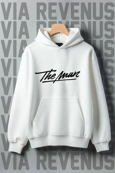 Vordevia Hanorac cu glugă, cu buzunar cangur, cu 3 fire, cu imprimeu The Man