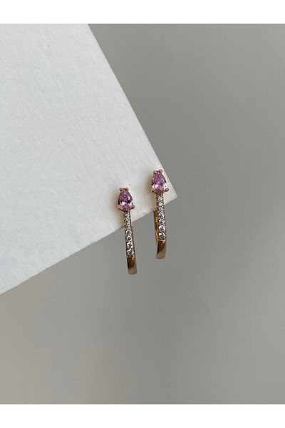 Owentis Rose Gold Drop Stone Steel Lauretta Earrings - No Darkening