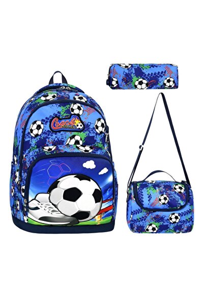 OPTİZON FUTBOL DESENLİ Üçlü Erkek Çocuk İlkokul Okul Çantası + Termal Beslenm...