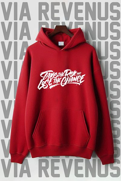 Vordevia Risk Al Printed Kangaroo Pocket 3 Thread Raster Wide Fit Hooded Sweatshirt