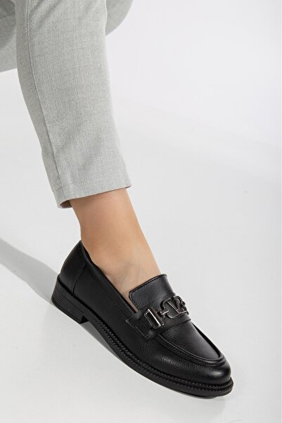 Bereket Kundura 59200 Model Loafer Bereket Shoes Black Flat Heeled Loafer Oxf...