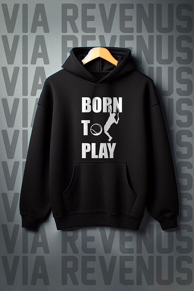 Vordevia Tennis Printed Wide Fit Hooded Sweatshirt - 3 Thread Raster Kangaroo Pocket
