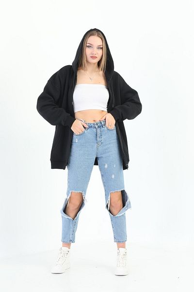 batı Cămașă oversize cu fermoar
