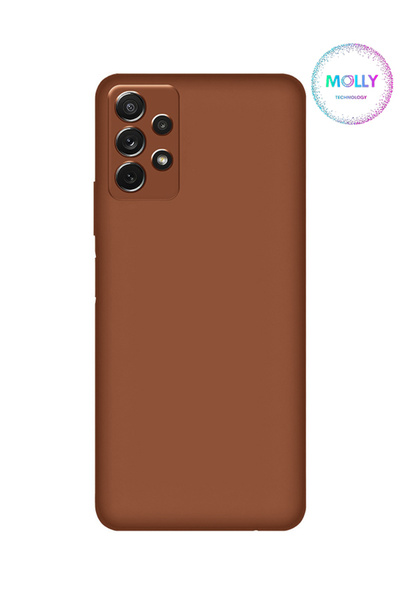 Molly Samsung Galaxy A32 İçin Kahverengi Liquid İçi Kadife Silikon Kılıf