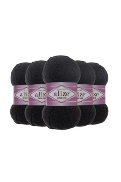 Alize Cotton Gold Hand Knitting Thread 5 Pack Black 60