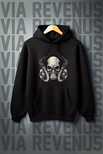 Vordevia Turbo Skull Štampano - 3 niti crna K Sa kapuljačom majica sa klokans...