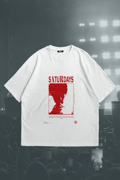 Grove Fashion Louis Tomlinson Saturdays - Tricou oversize unisex cu imprimeu frontal