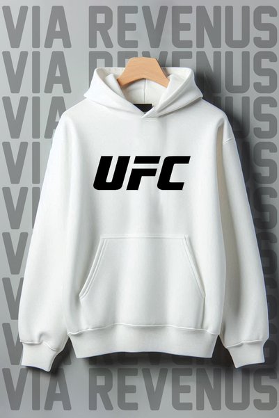 Vordevia UFC Baskılı Kanguru Cep 3 İplik Şardonlu Geniş Kalıp Kapüşonlu Sweat...