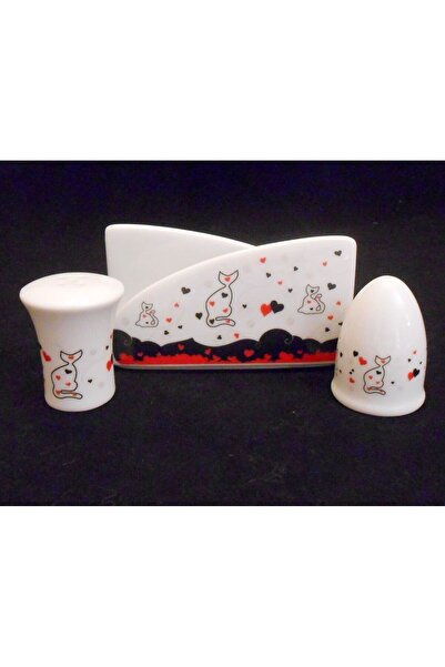 Cats By Luyano Salt Shaker Pepper Napkin Holder Set of 3 Home Tableware Kitchen Love Cats Porcelain Collectible with Love Cat