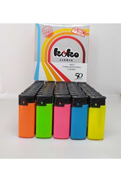 Koko 1800 Izgaralı Çakmak Rüzgara Dayanıklı 50 Adet