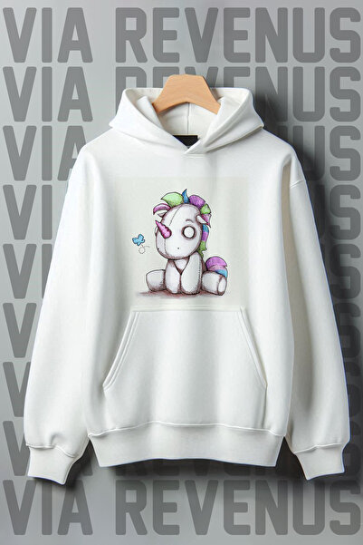 Vordevia Hanorac drăguț cu imprimeu unicorn, model inimă și glugă