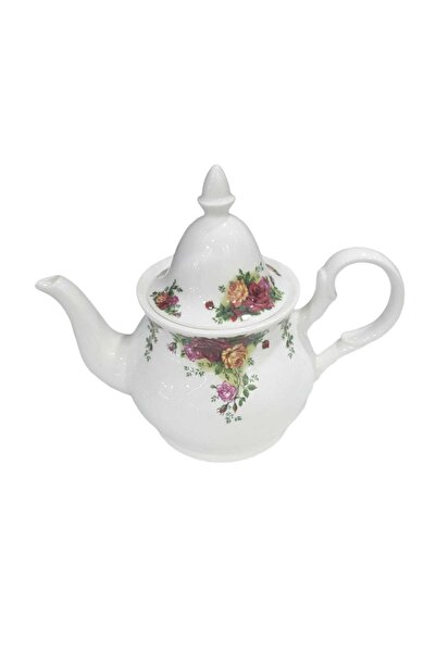 esdekor إبريق شاي من البورسلين بنمط الزهور (ارتفاع 20 سم، قاعدة 11 سم، مقبض ف...
