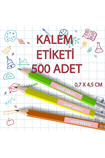 Parti Tasarla Girl's Pink Pencil Sticker - Nursery & School Sticker 500 Pieces