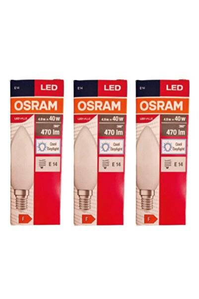 Osram Led Value 4,9w 6500k Beyaz Işık 470lm E14 Mum 3 Lü Paket
