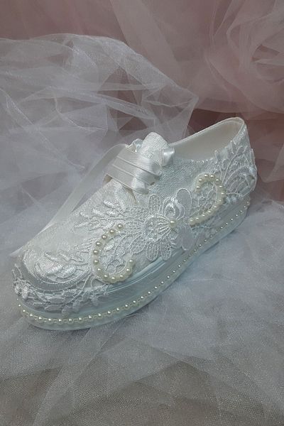 Berush Bride Seria 242 Mid Vans Pantofi de rochie de mireasa cu dantela cu flori