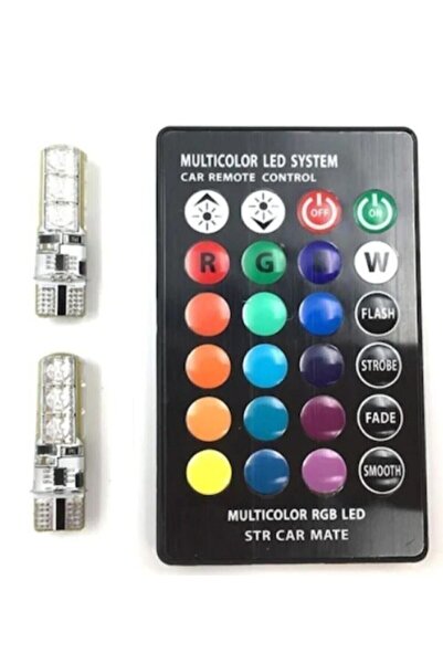 APEXİ Uzaktan Kumandalı 18 Led T10 Renk Değiştiren Park Ampulu T10-rgb1