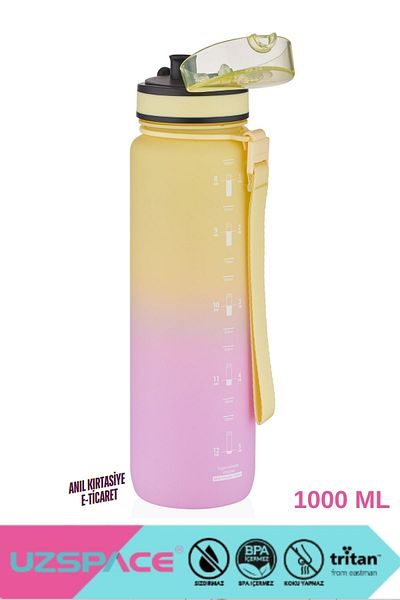 Uzspace 1000ml Large Size Motivational Water Bottle - Double Color Softtouch Tritan Water Bottle